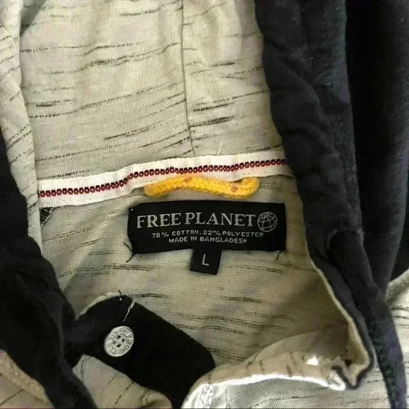 Free Planet Boho Gray & Black “Ohm” Cotton Blend Light Weight Hoodie Size L - Picture 8 of 9